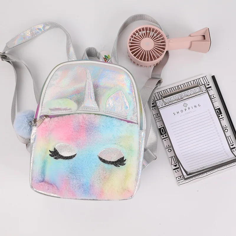 

Foreign Trade New Style Origional Pu Plush Joint Unicorn CHILDREN'S Rucksack Cartoon Cute Student Backpack