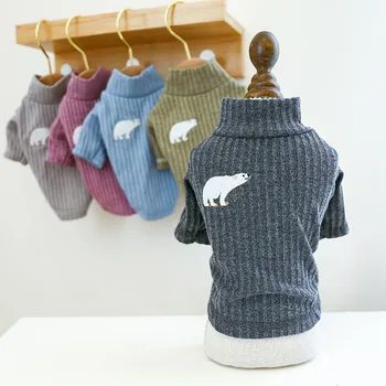 Odzież dla zwierząt domowych dla małych średnich psów długa koszula z golfem s Casual Outdoor długa koszula sweter dla psa w nowym stylu tanie i dobre opinie CN (pochodzenie) 100 bawełna Jesień zima Drukuj moda
