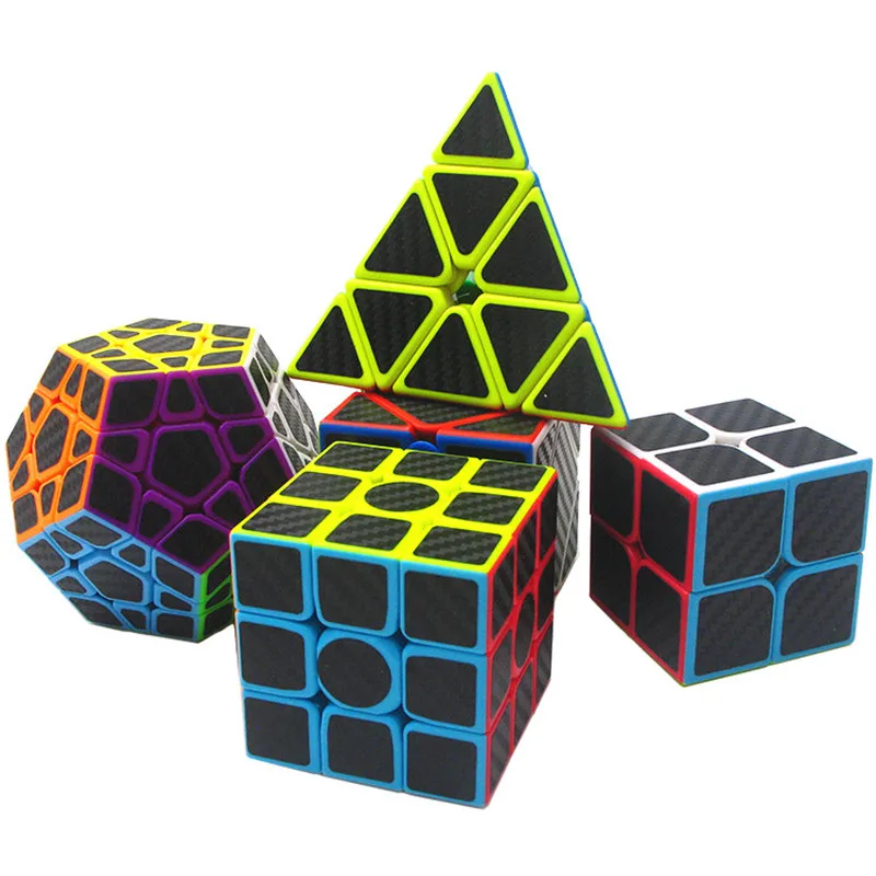 Zcube набор из углеродного волокна черного рыцаря 2x2x2 3x3x3 Пирамида Megaminx Skew волшебный куб ультра-Гладкий скоростной куб головоломка костюм игрушки подарок