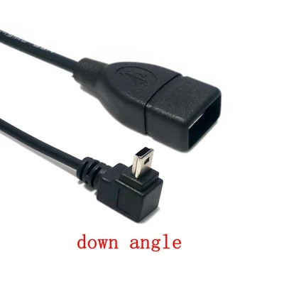 down angle Мини usb OTG кабель 90 градусов под углом вверх/вниз/влево/вправо/прямой OTG адаптер 5Pin мини usb строка данных для автомобильного аудио и т. Д - Цвет: down angle