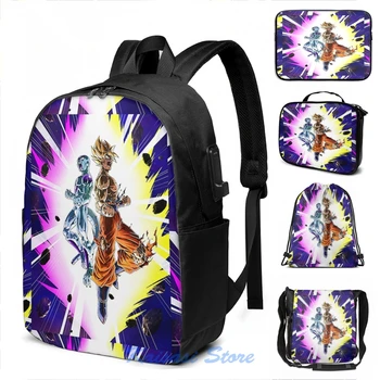

Funny Graphic print Goku and Frieza USB Charge Backpack men School bags Women bag Travel laptop bag