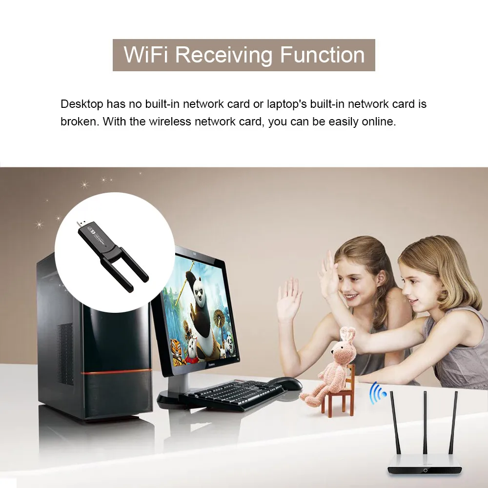 wireless card USB 3.0 Wireless Network Card Bluetooth version 4.2 1200Mbps Wifi Adapter Antenna Dongle Network Card Suit for Laptop Desktop wifi card