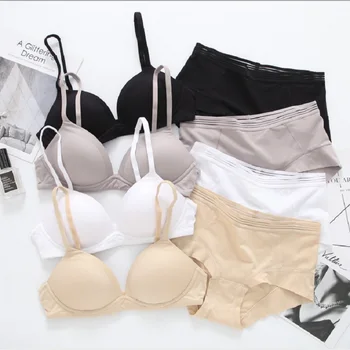 

New ladies summer comfortable bra set Soft no steel support, thin chest pad, simple and stylish, cool lace underwear set