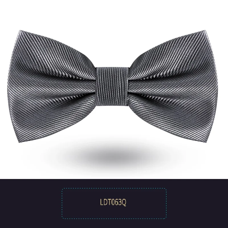 LDT063Q Новинка, модные мужские галстуки-бабочки, свадебные, двойная ткань, серый, серебристый, галстук-бабочка, клубный банкет годовщина, галстук-бабочка с подарочной коробкой - Цвет: LDT063Q