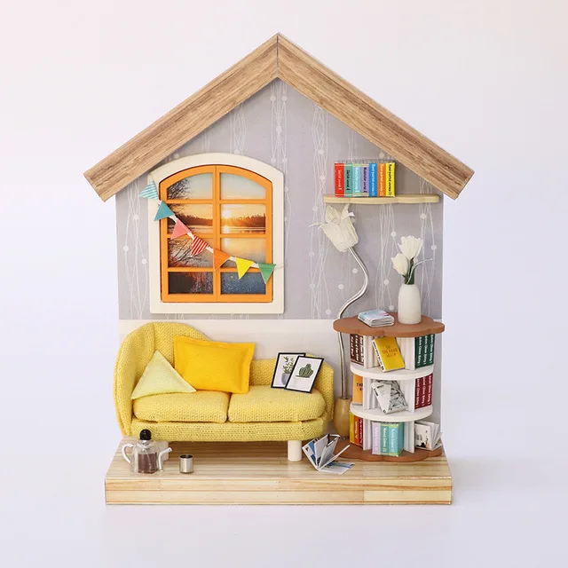 Кукольный дом DIY Миниатюрный Кукольный дом модель деревянные игрушки дом ручной работы с мебелью сборные наборы игрушки детские подарки на день рождения - Цвет: S913