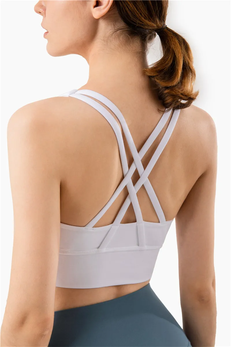 Lulu Hot Sell Gym Yoga Vest Athletic Fitness Women Sports Bra Solid Color Cross Sexy Tights Tank Top Butter Soft With Chest Pad Lulu Hot Sell Gym Yoga Vest Athletic Fitness Women Sports Bra Solid Color Cross Sexy Tights Tank Top Butter Soft With Chest Pad