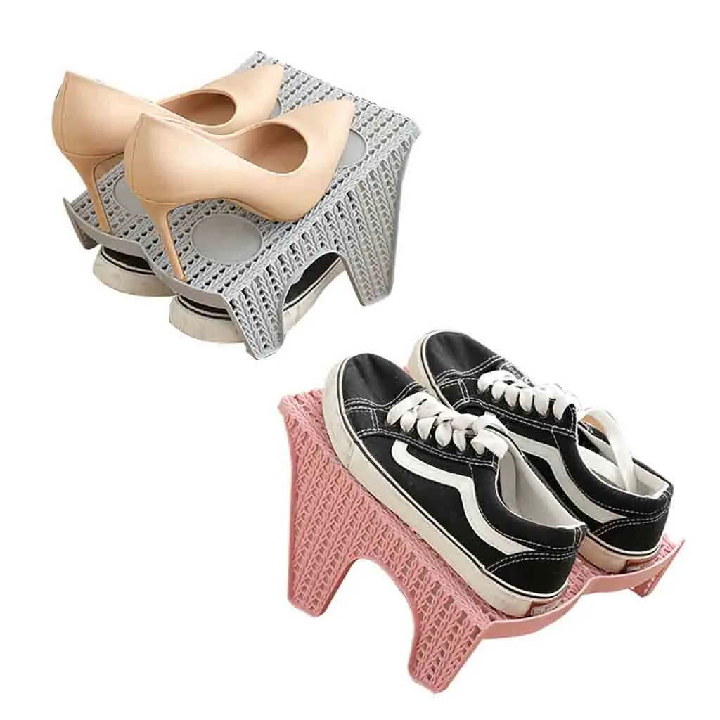 Shoe Slots Double Layer Plastic Space Saver Holder Shoes Box Organizer Storage Stand Holder Wholesale