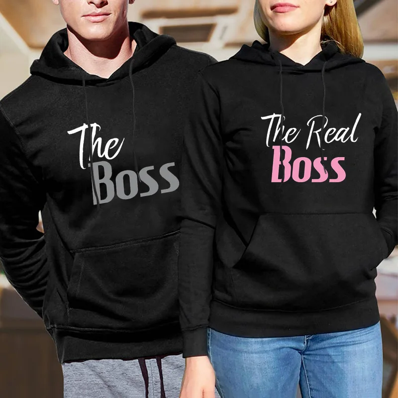 The Boss настоящий босс пара толстовки Chritsmas для женщин мужчин влюбленных Толстовка влюбленных пары толстовки Sudaderas de mujer