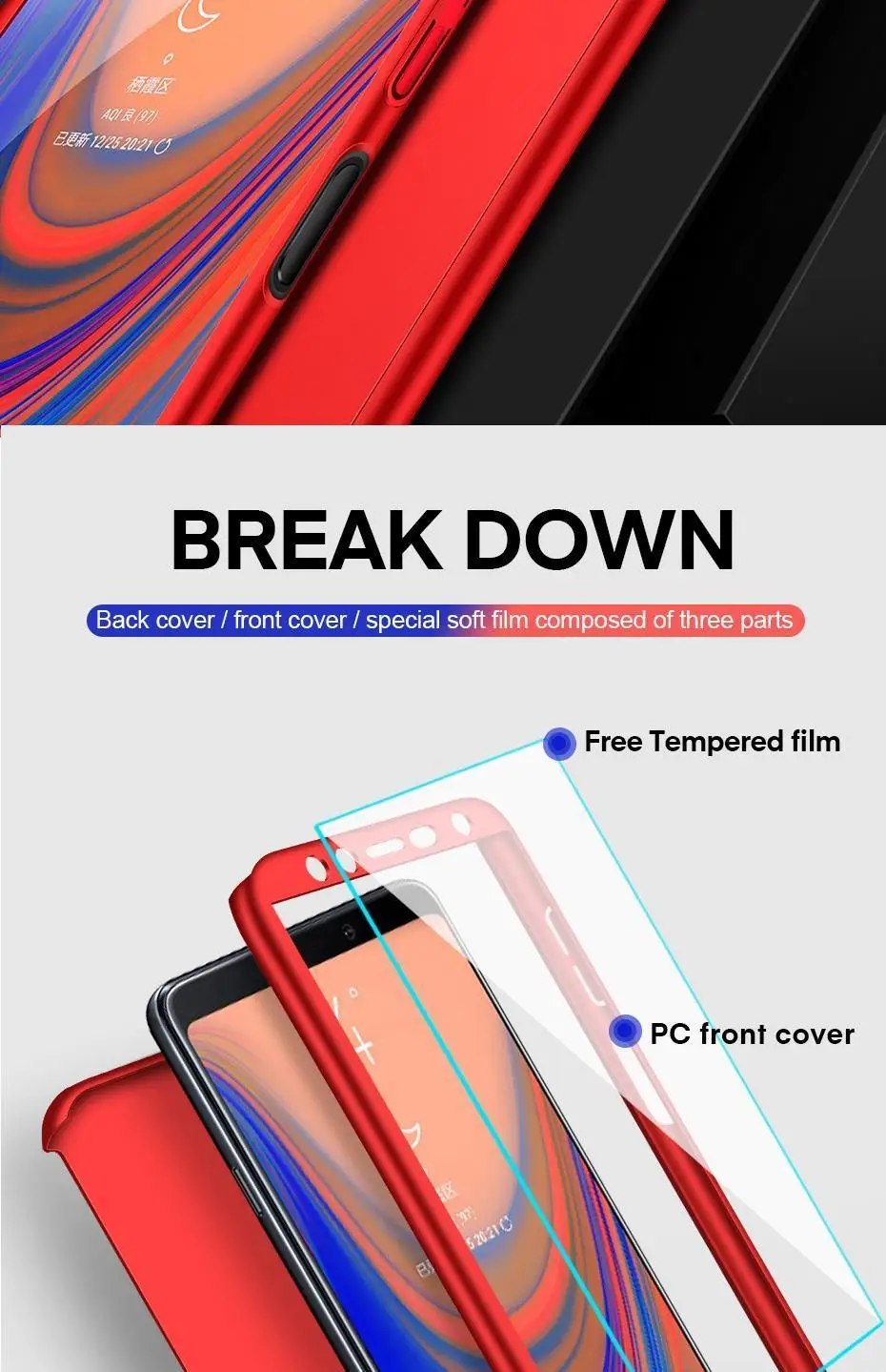 360 градусов полный Защитный чехол для samsung Galaxy A70 A60 A40 A20 A50 A30 A10 S A10S чехол для Galaxy A6 A8 плюс A9 A7 чехол