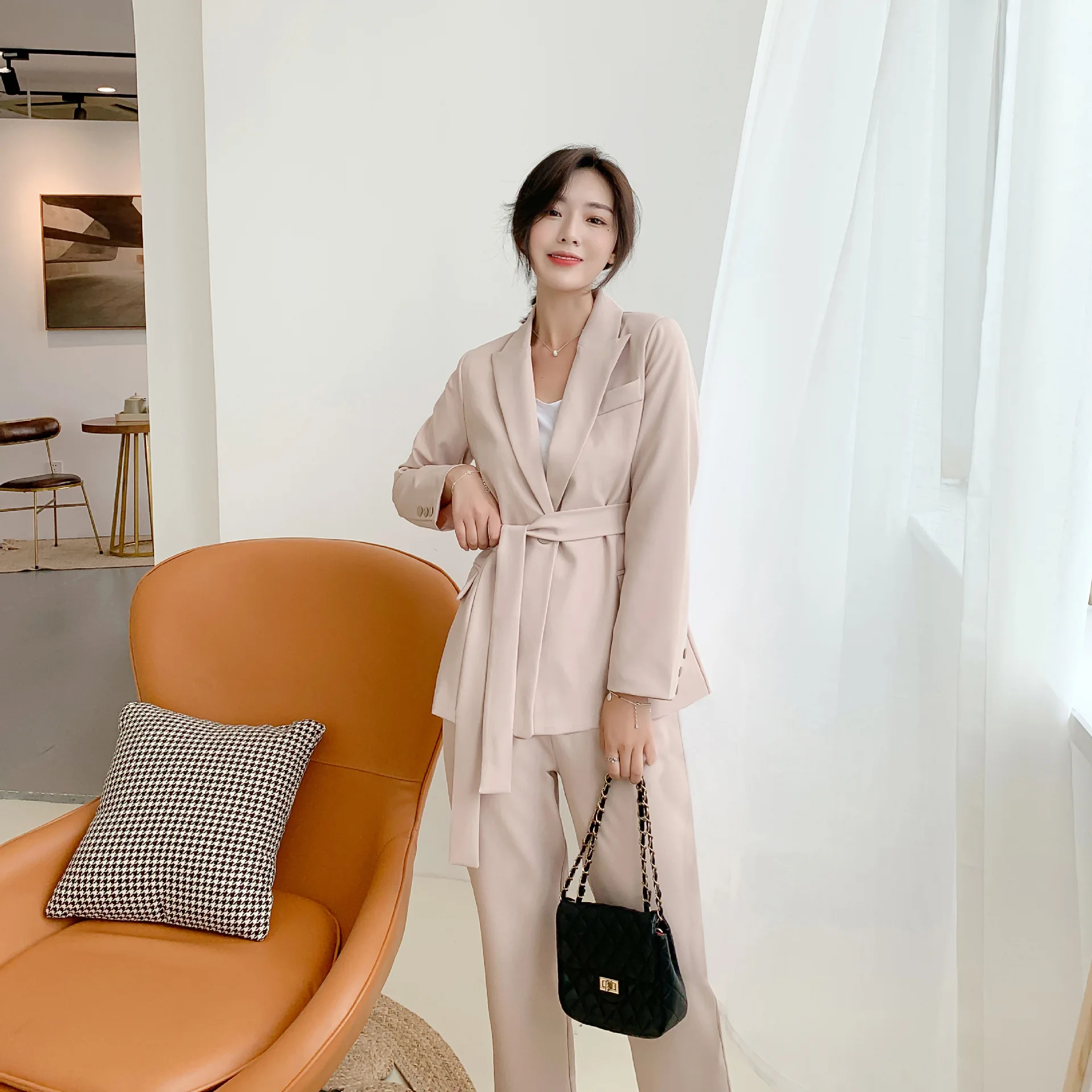 

2019 New Style Spring And Autumn Goddess-Style Fashion Network Red WOMEN'S Suit Elegant Suit Two-Piece Set