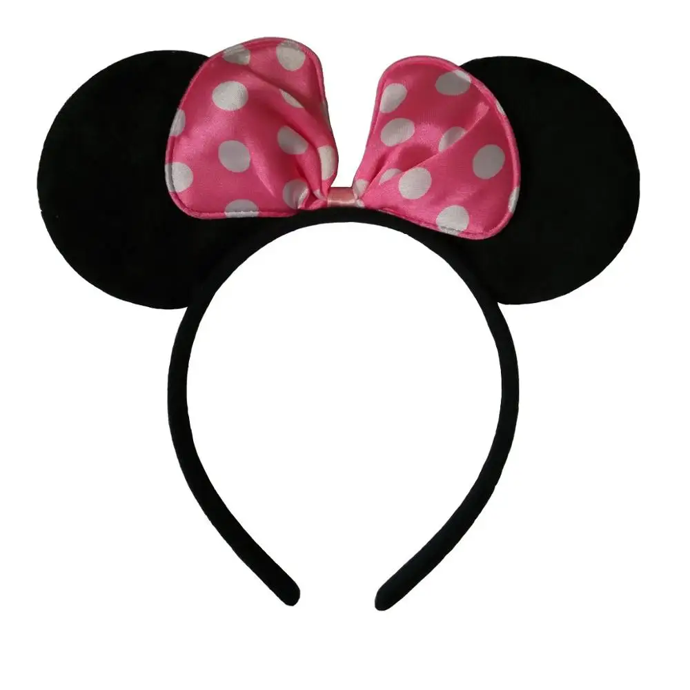 Микки Минни милый Микки ободок для волос с украшением в виде мыши Розовые Уши повязка на голову бант аксессуары для волос на день рождения праздник - Цвет: 1pc Pink Minnie