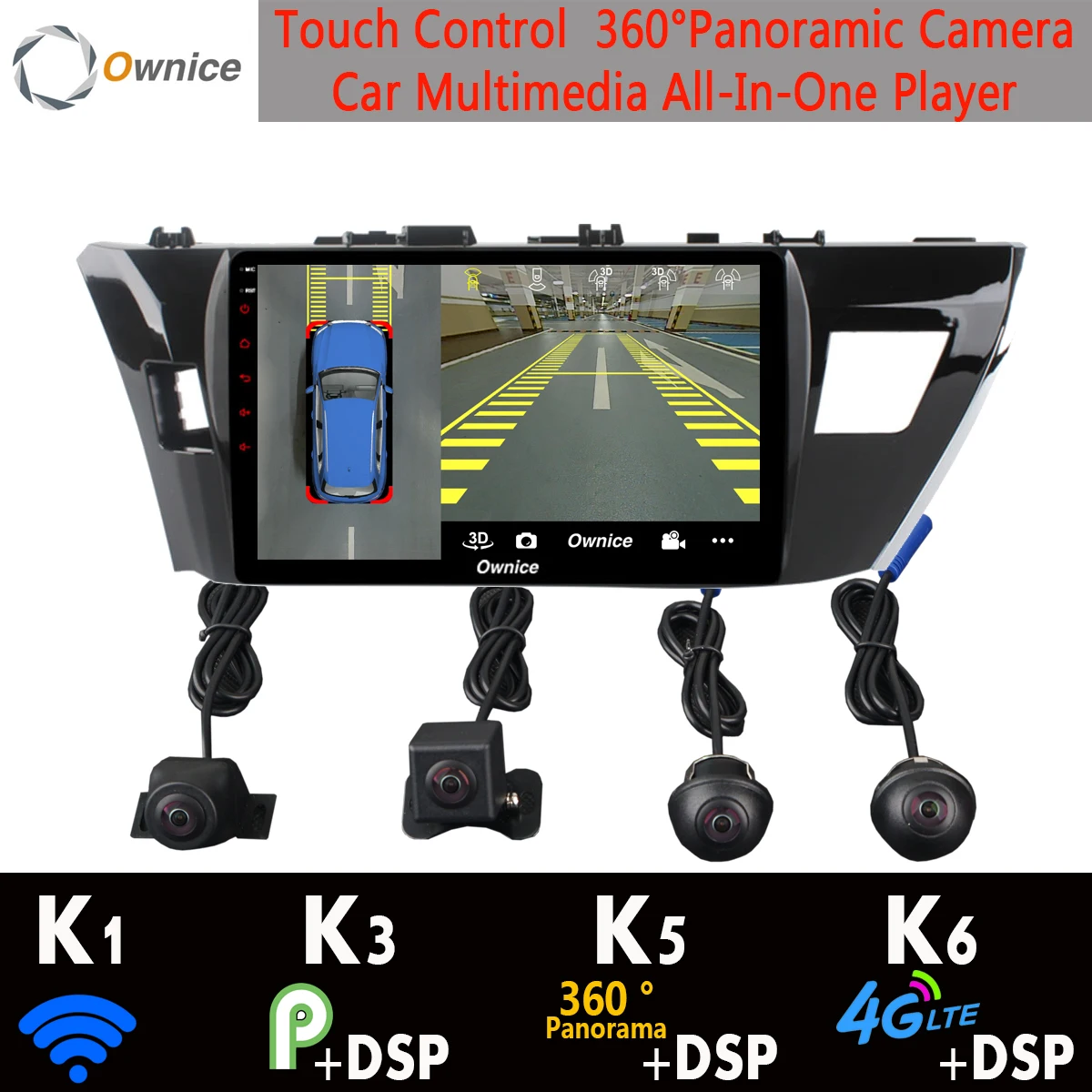 360 ° 4×Camera Android 9,0 4G+ 64G gps радио CarPlay DSP автомобильный мультимедийный плеер для Toyota Corolla levin E160 E170 E180