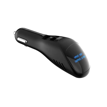

NEW-Car Air Purifier 12V 24V Negative Ions Air Cleaner Ionizer Air Freshener Auto Digital Display Dual USB Car Charger Black