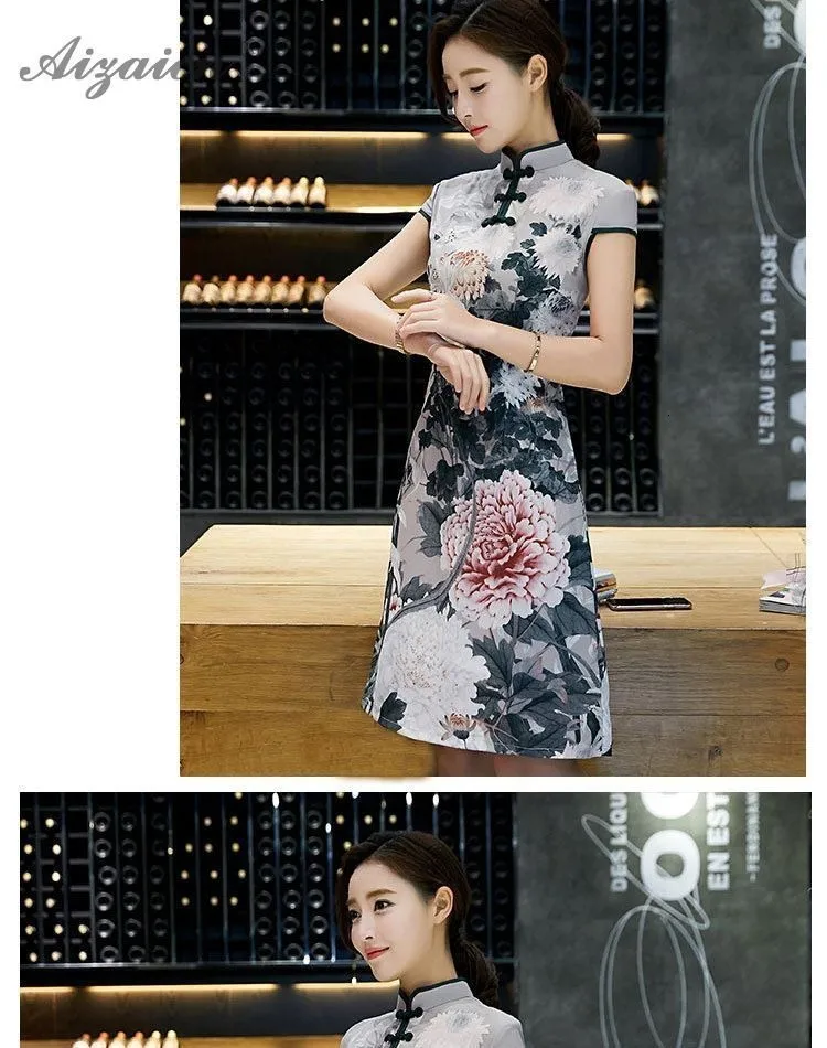 Cheongsam corto vestido винтажное китайское платье-Чонсам falda mujeres falda vestido chino tradicional Qipao Chinoise