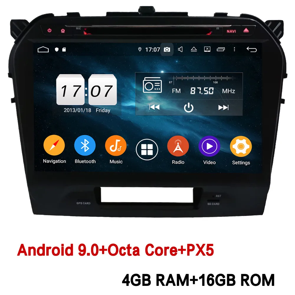 Klyde 10," ips 4G wifi Android 9 Восьмиядерный 4 Гб ОЗУ 64 Гб ПЗУ DSP BT автомобильный DVD мультимедийный плеер стерео для Suzuki Vitara - Цвет: 4GB RAM x 16GB ROM