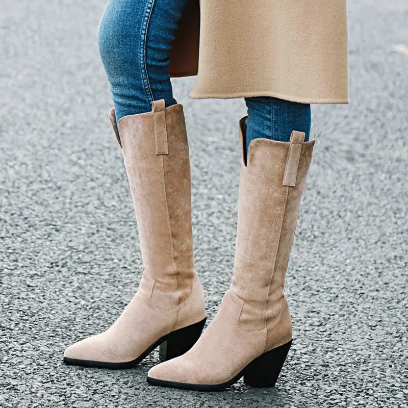 womens tan mid calf boots