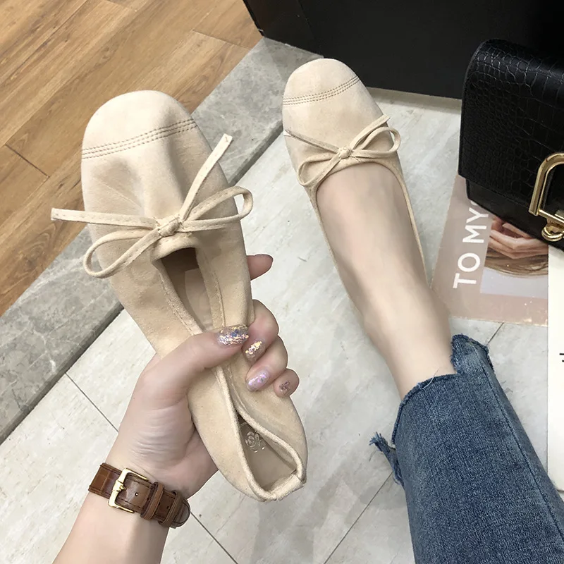 

Shoes Women's 2019 Spring And Autumn New Style WOMEN'S Shoes Korean-style Versatile Shallow Mouth Bow Low Heel Flat Top Shoes Mo