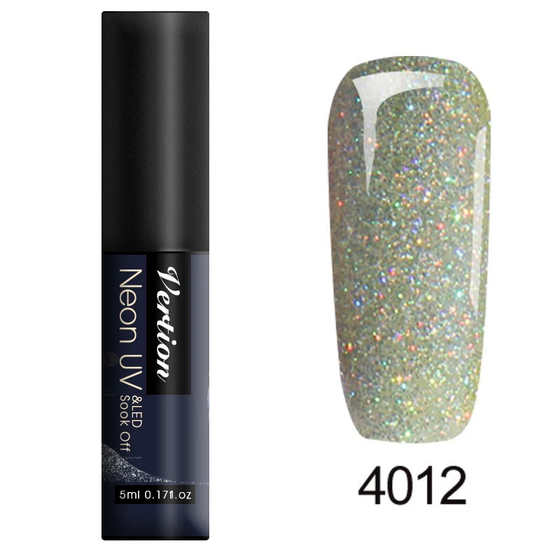 Verntion 5 мл неоновый Гель-лак, пигмент, блестящая наклейка, глянцевая основа и верх, необходимые для покраски ногтей, маникюрный гель для лака для ногтей - Цвет: 4012