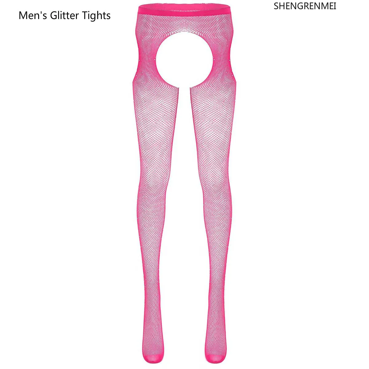 

SHENGRENMEI Sexy Glitter Tights for Men's Pantyhose Open Crotch Stockings Rhinestone Mesh Plus Size Men Tight Gay Male Underwear