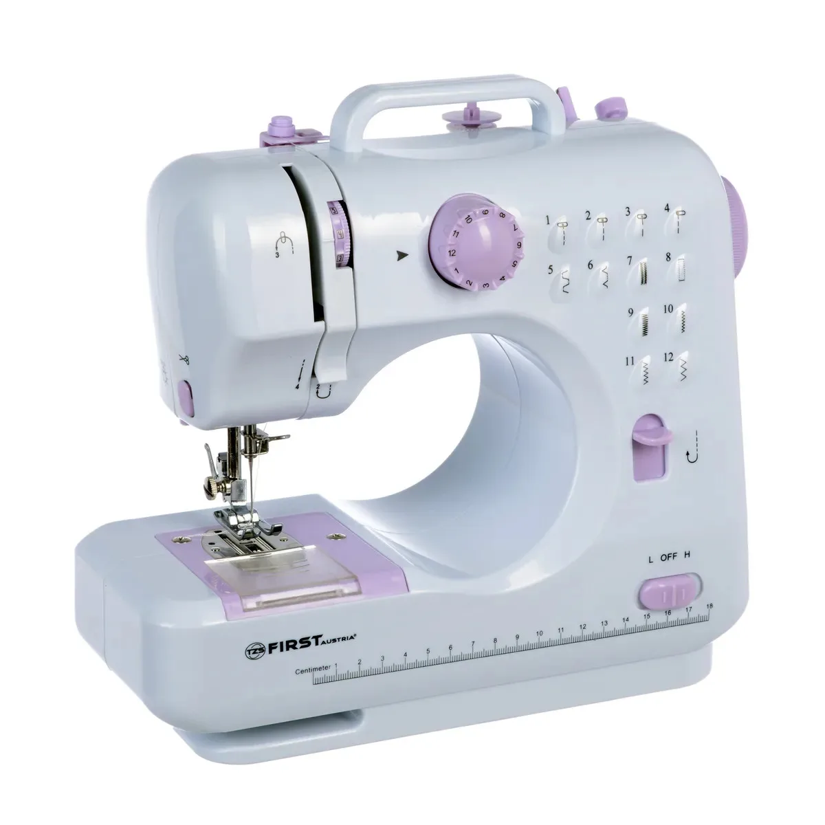 Швейная машина FIRST FA-5700-2 Purple (Встроенный нитеобрезатель, кнопка реверса,обратный ход, обратный шов, освещение, подсветка рабочей поверхности, cъемная прижимная лапка)