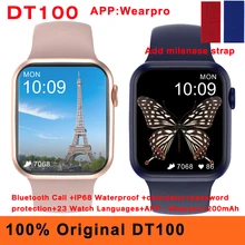 Montre connectée DT100 pour femmes et hommes, avec Bluetooth, calculatrice d'appels, Protection par mot de passe, étanchéité IP68, écran de 2021 pouce, 1.75