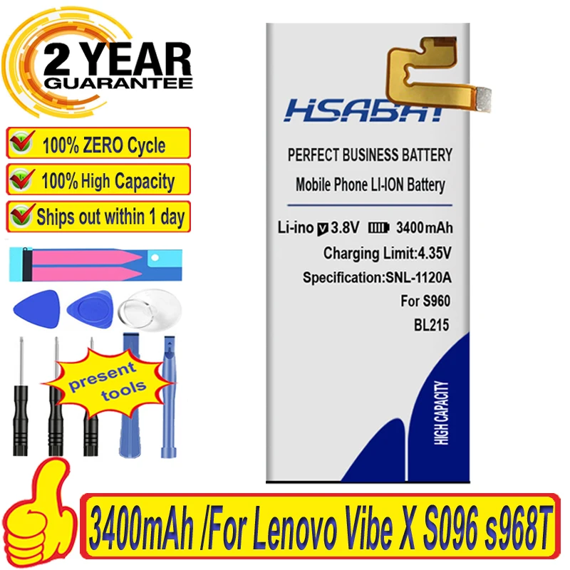 HSABAT 3400mAh BL215 Built-in Phone Battery Use for Lenovo Vibe X S960 s968T Batteries | Мобильные телефоны и аксессуары