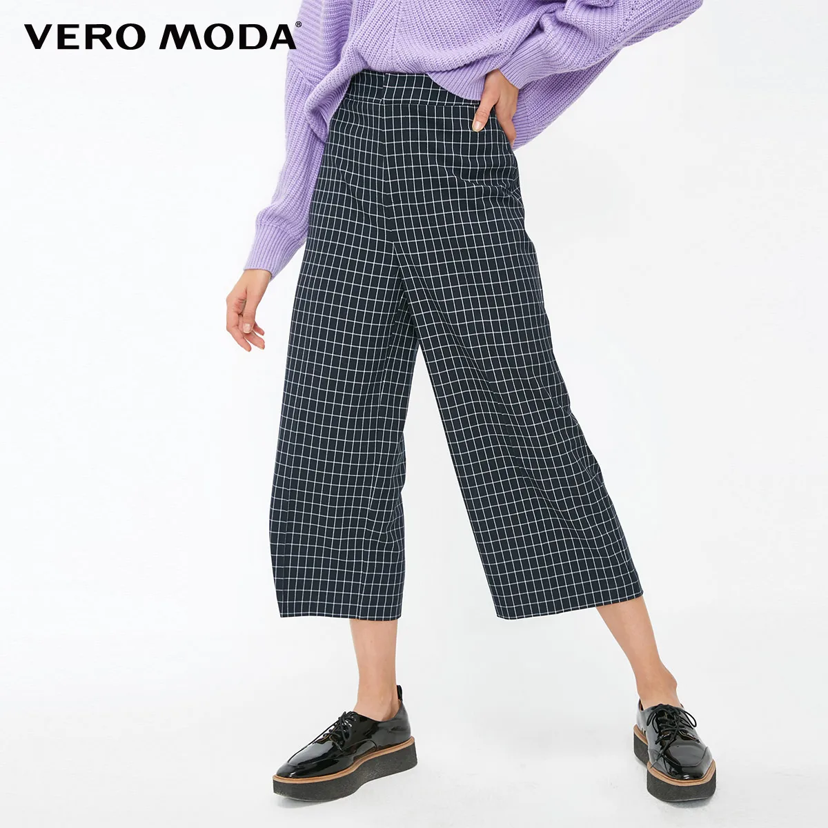 Vero Moda Новое поступление клетчатые широкие повседневные Капри | 31836J542 - Цвет: Midnight blue