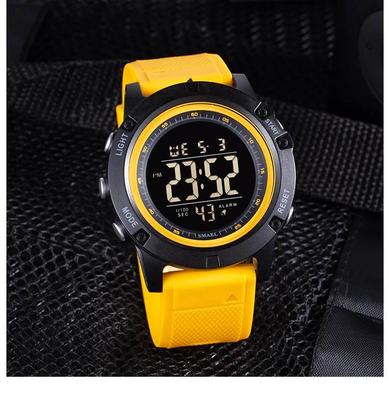 SMAEL Electronic LED Digital Watch for Men Waterproof Auto Date Week Unisex Wristwatch for Women Yellow Sport Watches Lady 1902 digital nurses watch