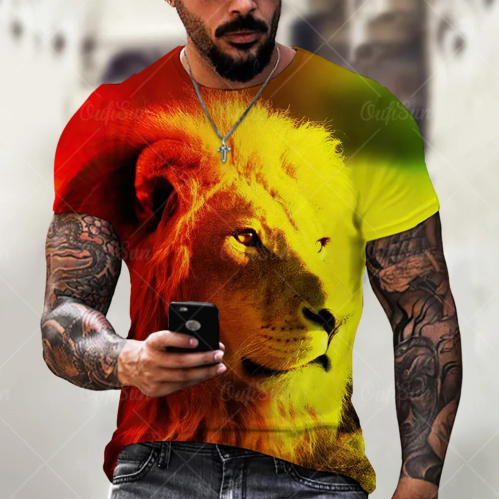 3D printing Lion Men T-Shirt Fashion O-Neck Casual Trend Short Sleeve Oversized T-Shirt Selling Punk Streetwear All-Match Tops 3D printing Lion Men T-Shirt Fashion O-Neck Casual Trend Short Sleeve Oversized T-Shirt Selling Punk Streetwear All-Match Tops