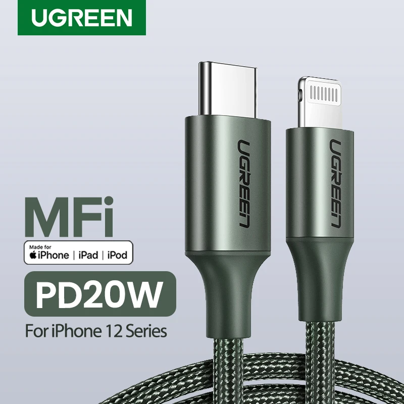 Ugreen MFi USB C to Lightning iPhone Charger Cable for iPhone 12 mini Pro Max 8 PD 18W 20W Fast Charging Data Cable for Macbook