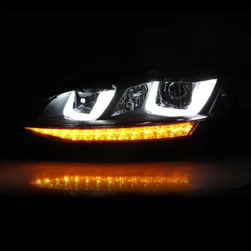 Angel Eye u-образная трубка для VW Golf 7 2013 фары Golf7 MK7 Светодиодный прожектор с биксеноновыми линзами