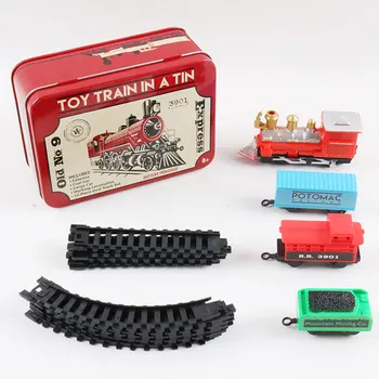 

Mini Electric Track Train Toy Set Railway Vehicle with Exquisite Iron Box Packaging Christmas Gift for Kids Children