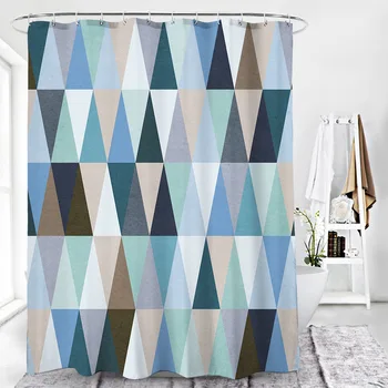 

3D Printed Geometric Shower Curtain Waterproof Bathroom Partition Modern Printing Easy Care Bath Curtains for Home Decor