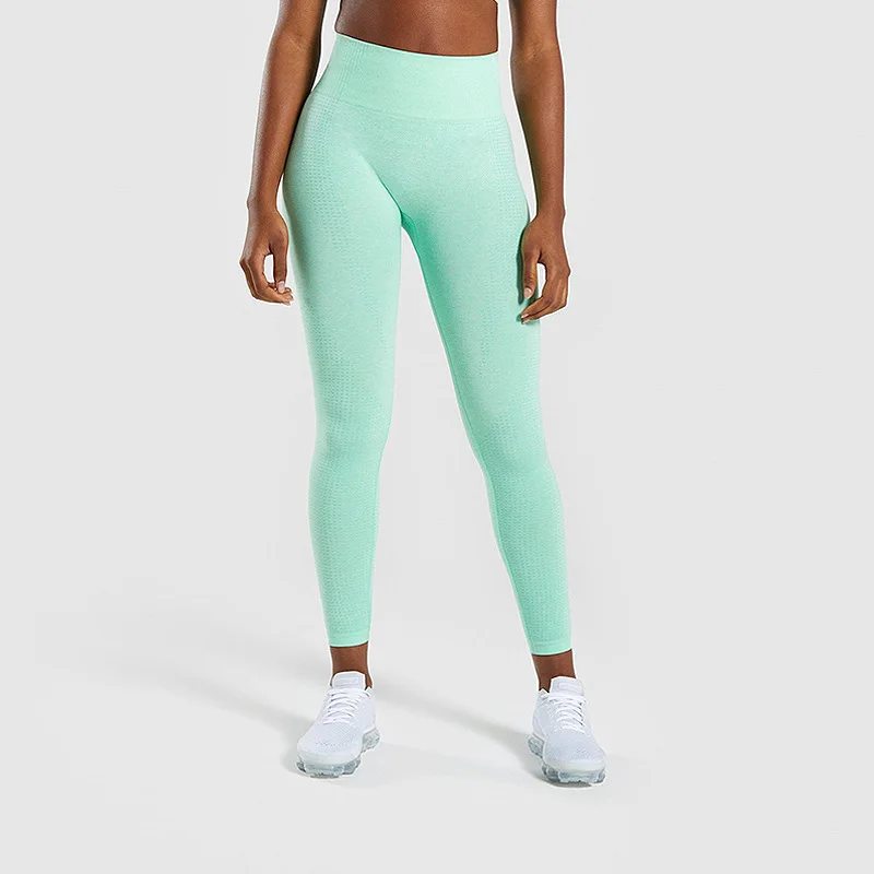 Женские леггинсы без швов, леггинсы с высокой талией для фитнеса, тренировок, спортивная одежда - Цвет: Green