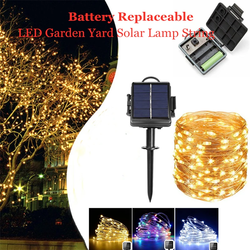 Upgrade Type LED Garden Yard Solar Lamp String Lights 50/100/200 LEDs Fairy Holiday Christmas Garland Solar Battery Replaceable photo