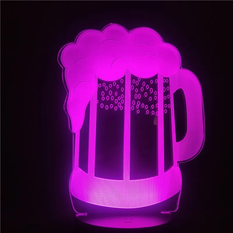 

Creative Beer Mug 3D Light 7/16 Color Changing LED 3d Night Light for Bar Home Store Decorative Night Lamp for Christmas Gift