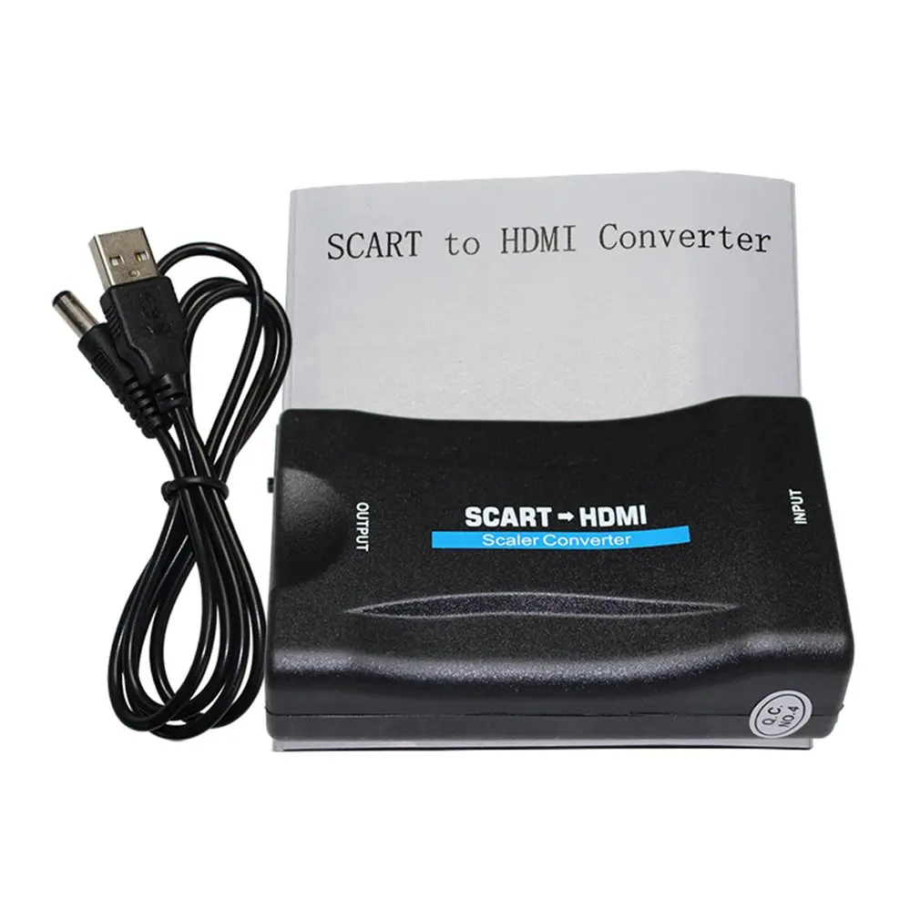 Scart a Hdmi Adattatore Convertitore Audio Video Composito Tv Dvd Sky Box Convertitore Audio Video