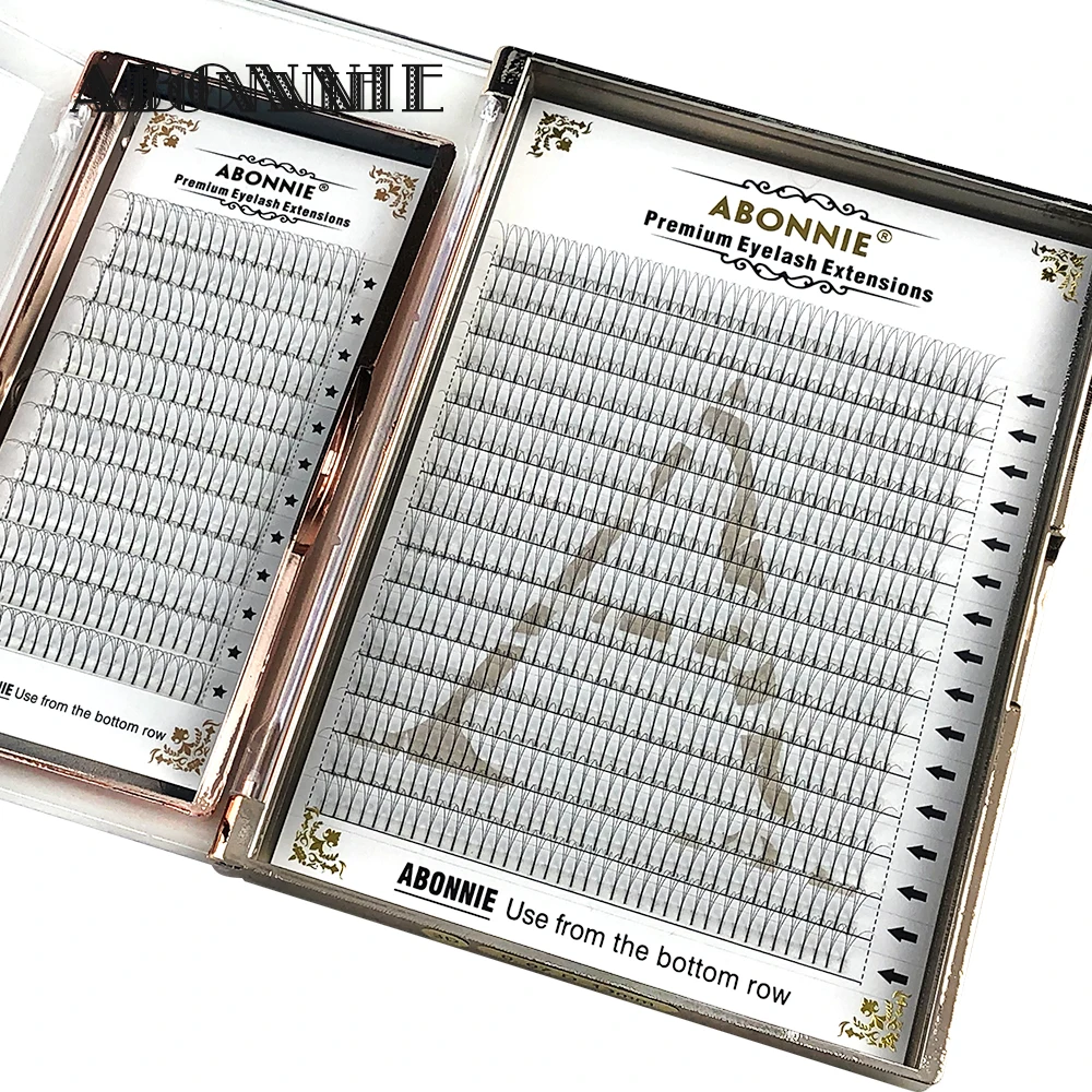 

Abonnie 16 rows 3d-6d Large Lashes long Stem premade fan Russian Volume Eyelash Extensions Faux mink natural eyelashes
