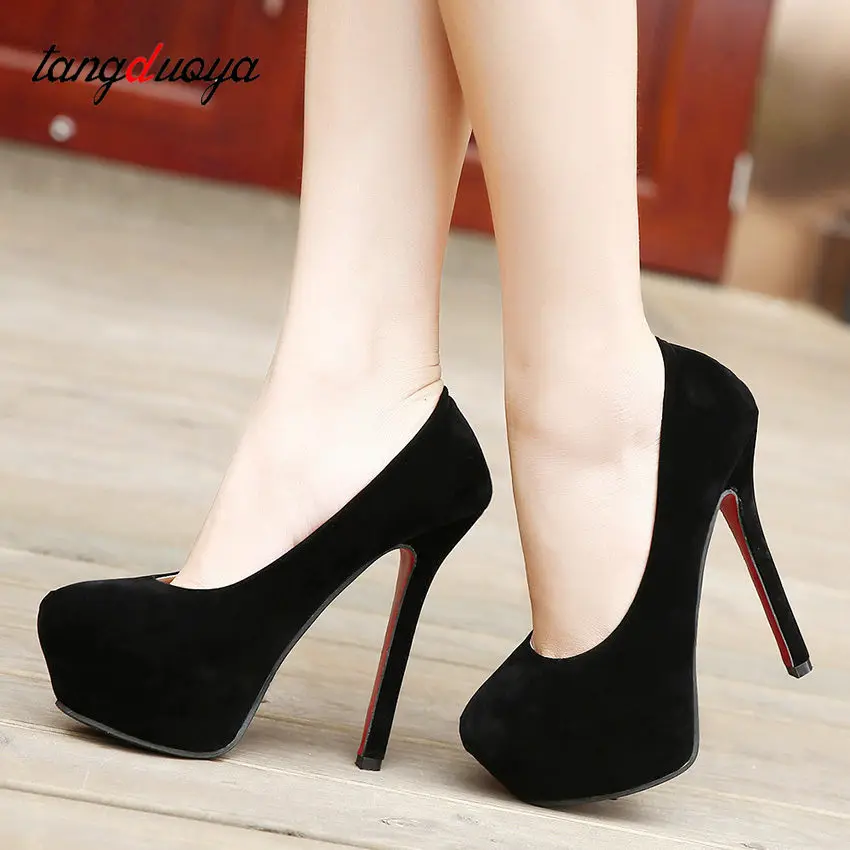 Туфли-лодочки женские на платформе и блочном каблуке 12 см красные черные