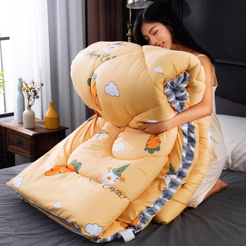 

High Quality Multicolor 100%Feather Fabric Quilt Duvet King Queen Twin Size Luxury Quilt Soft Winter Blanket Comforter Filler CF