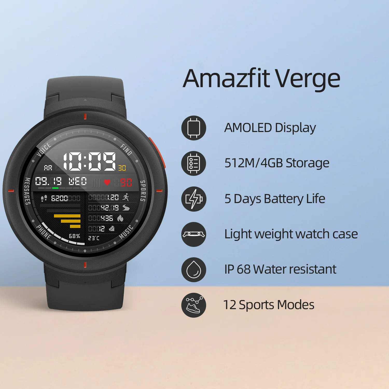 New Amazfit Verge Sport Smartwatch GPS Bluetooth