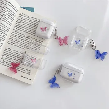 

Cute Butterfly Transparent Case For Apple Airpods Cover Cartoon Headphones Case Box For air pods Pro 2 1 Earphone Charging Capa