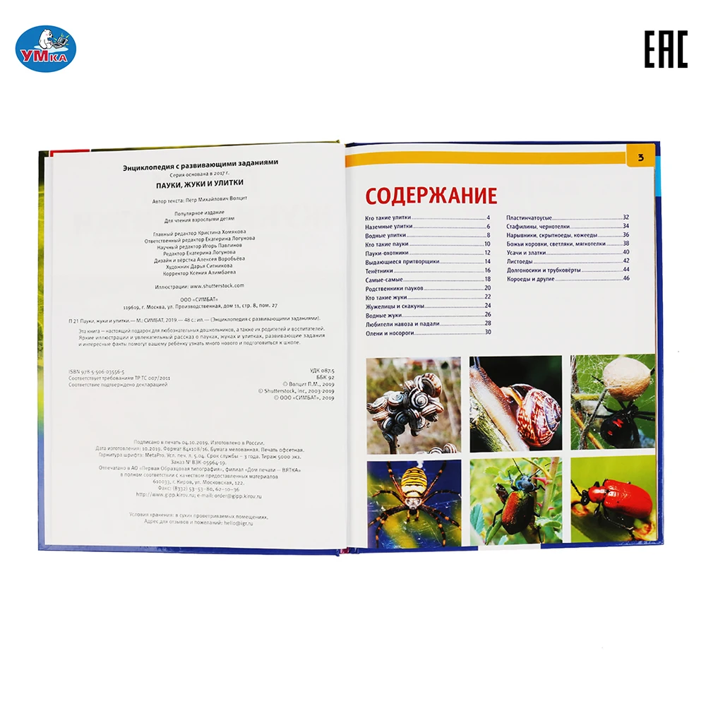 Энциклопедия Умка Пауки жуки улитки (с развивающими заданиями) твердый переплет