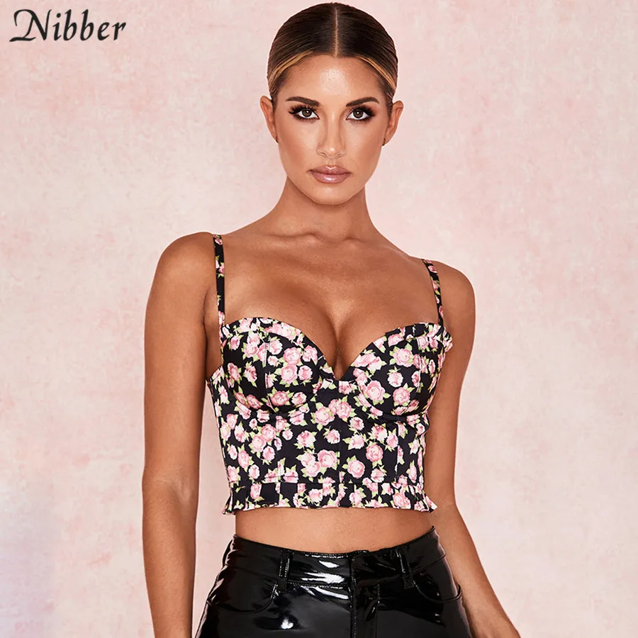 Nibber Bohemia basic crop tops Женская сорочка Осенняя Сексуальная Низкая-вырез boho Топы с принтом mujer тонкая Мягкая безрукавка рубашки