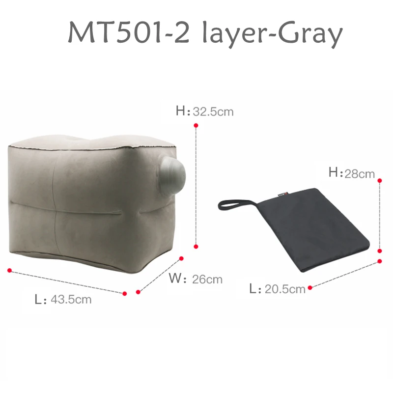 MT501-2 layer-Gray Надувная портативная подушка для путешествий, для ног, для детей, для автомобиля, самолета, полета, поезда, для сна, для кровати, для ног, для офиса, для шеи, для стола, подушки - Цвет: MT501-2 layer-Gray