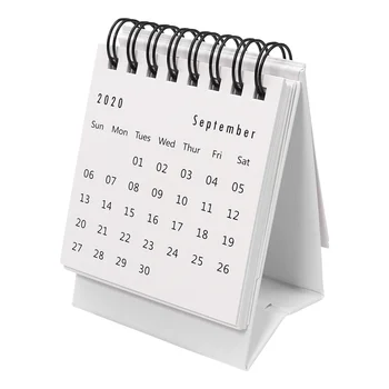 

Mini 2021 Desktop Calendar Foldable Coil Calendar Home Office School Desk Decoration Memo Gifts (White)