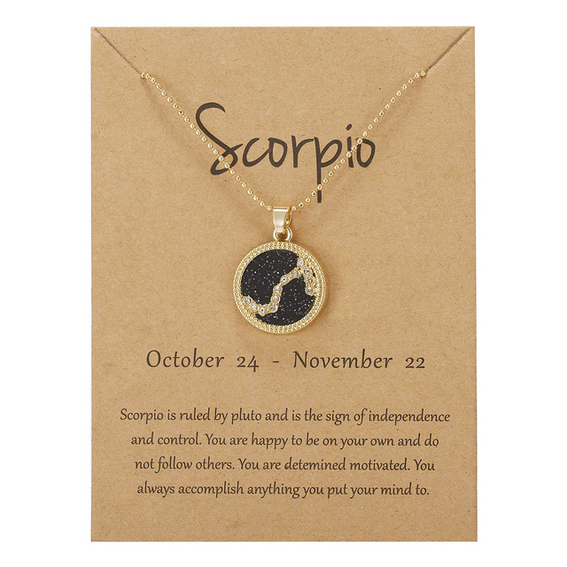 Zodiac Constellations Necklace Geometric Round Pendant Gold Silver Color Chain Necklace Unisex Friendship Jewelry Lover Gifts