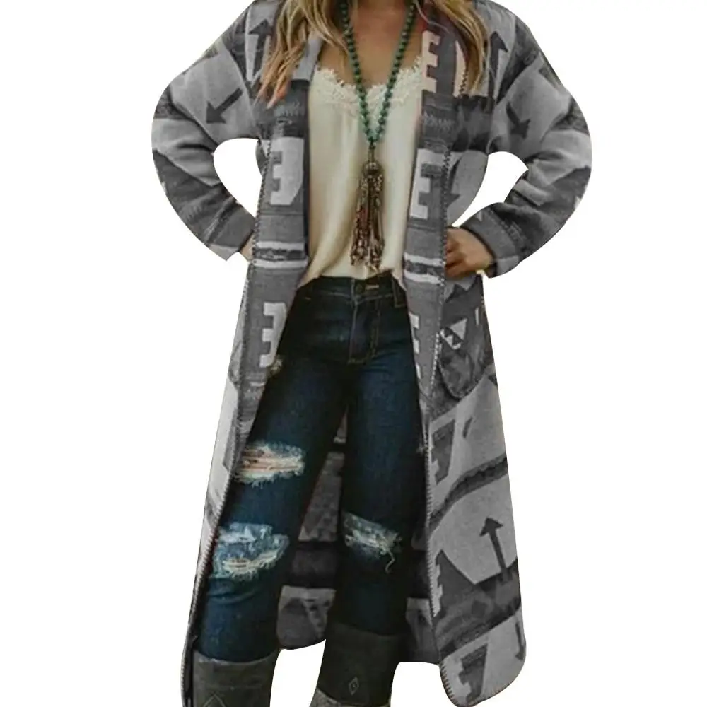 ^Cheap Women Long Sleeve Print Sweater Cardigan Knitted Boho Jacket Coat Femininas Casual Jumper Sueter Mujer Overcoat