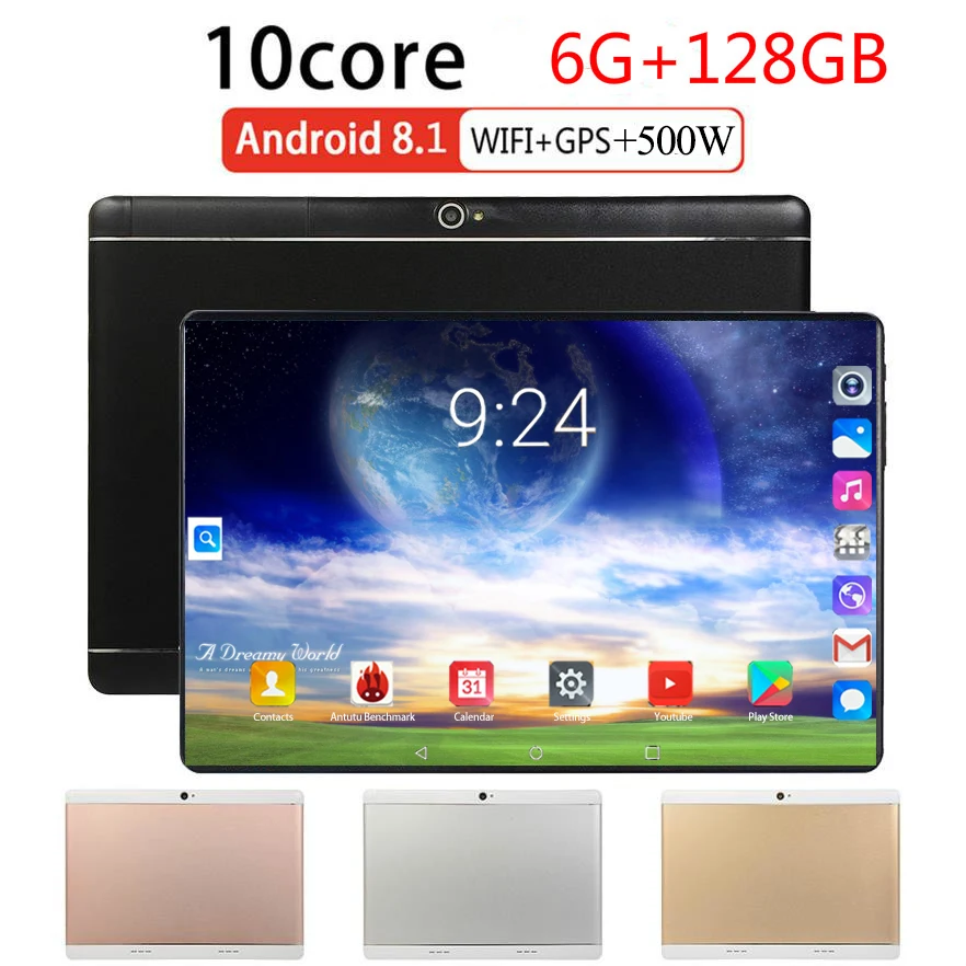 

2020 Global Version Android 8.0 10 inch tablet Octa Core 6GB RAM 128GB ROM 1280*800 Dual SIM Cards Tablet PC 10.1 Gaming tablet