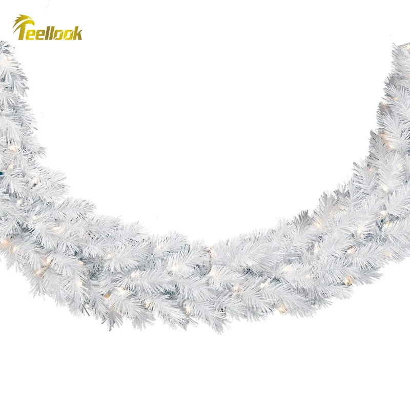 Teellook Белый Рождественский венок со светодиодный Рождественские огни торговый центр, отель, украшения для дома